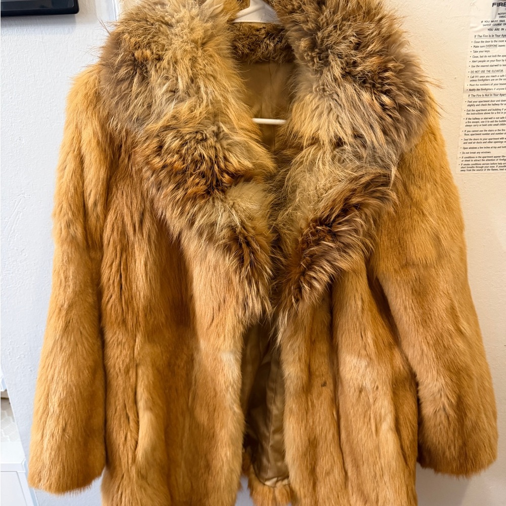 Luxurious authentic vintage rabbit Tan Fur Coat